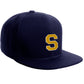Classic Snapback Hat Custom A to Z Initial Letters, Navy Cap White Gold
