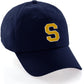 I&W Hatgear Customized Letter Initial Baseball Hat A to Z Team Colors, Navy Cap White Gold