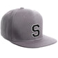 Classic Snapback Hat Custom A to Z Initial Letters, Light Grey Cap White Black