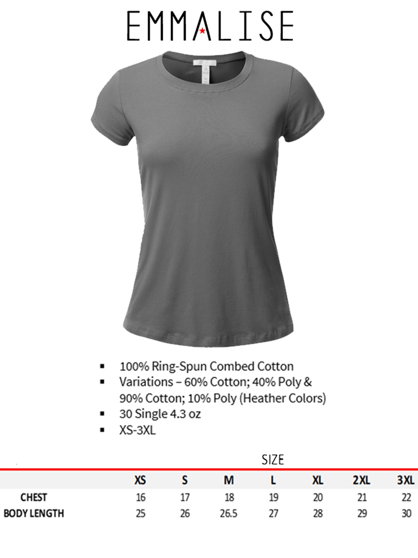 Emmalise Women's Be Kind Round Neck Short Sleeve Tru-Fit Tee Shirt