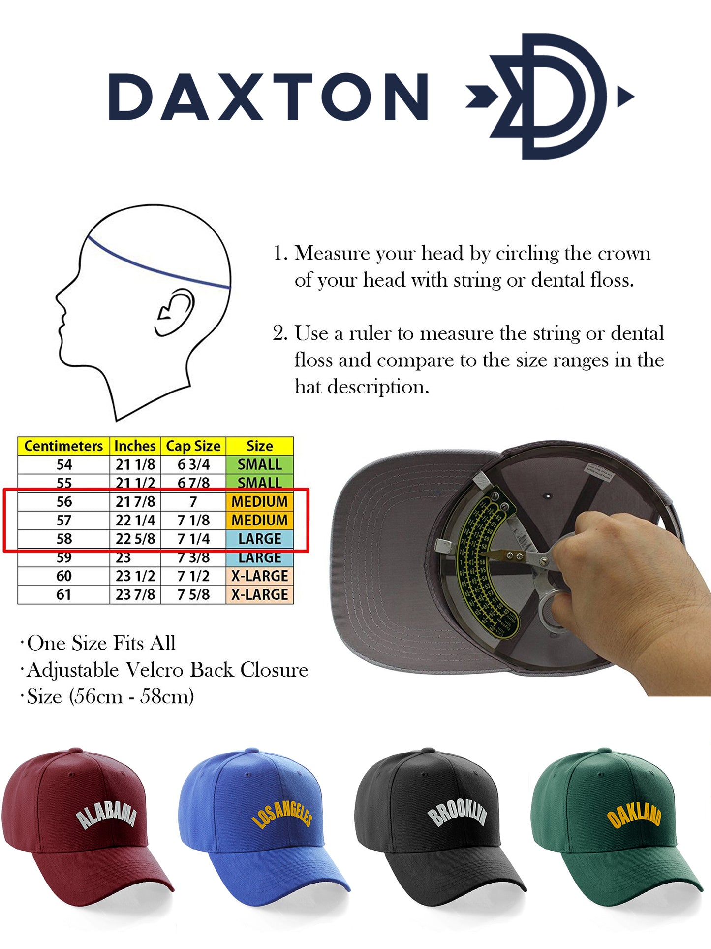 Daxton International World Countries Baseball Hat Cap Arch Letters