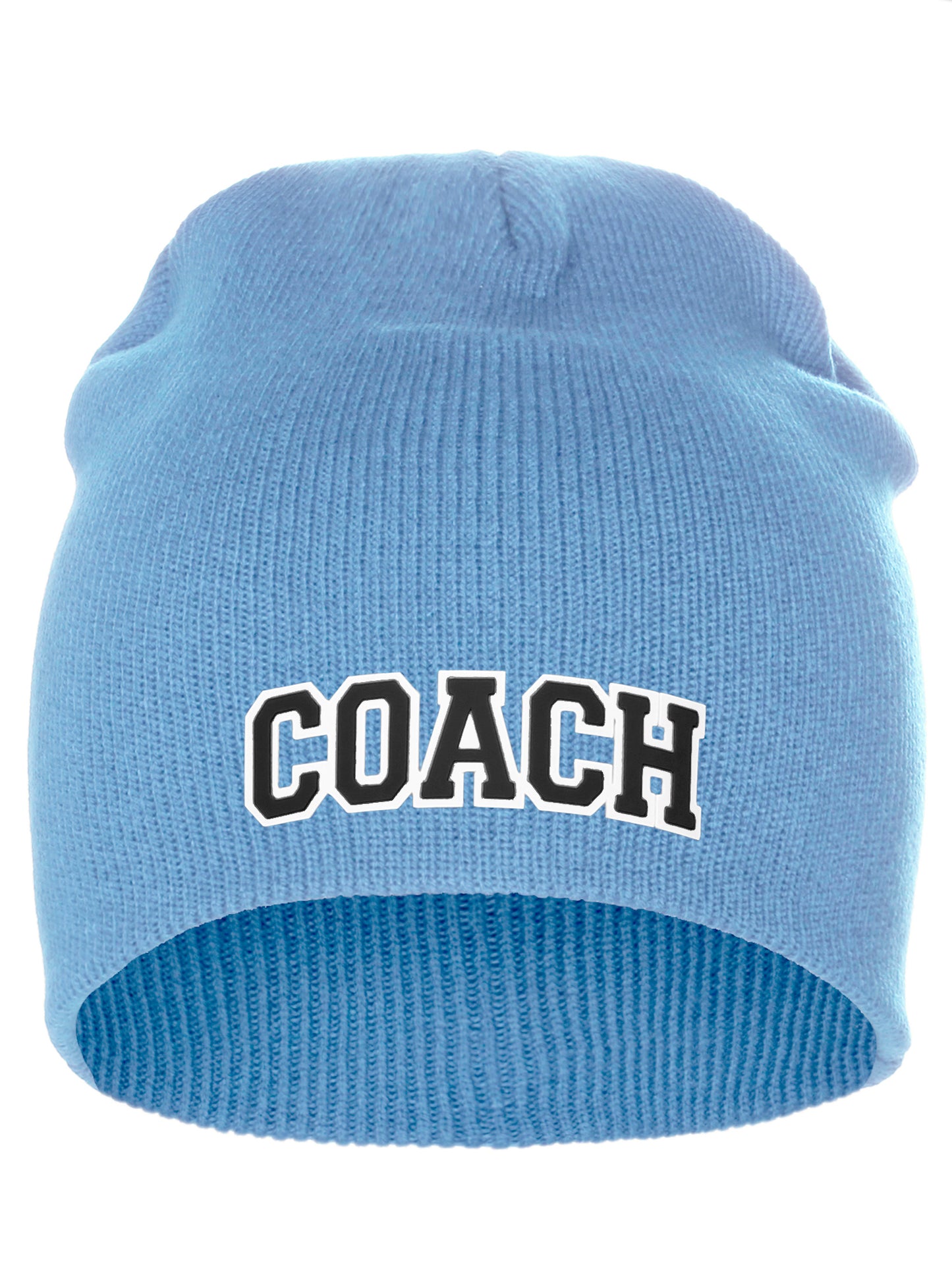 Coach Arch Letters Winter Knit Cuffless Beanie 3D Raised Layers