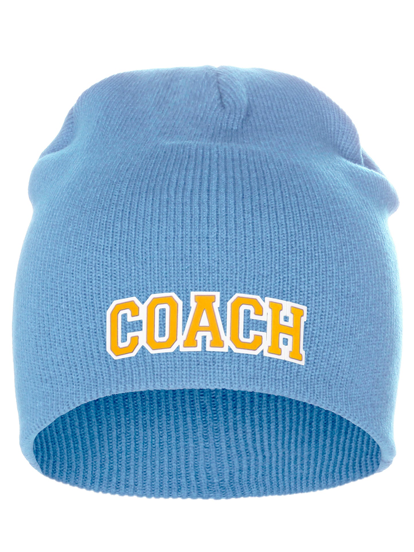 Coach Arch Letters Winter Knit Cuffless Beanie 3D Raised Layers