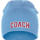 Coach Arch Letters Winter Knit Cuffless Beanie 3D Raised Layers