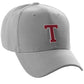 Classic Baseball Hat Custom A to Z Initial Team Letter, Lt Gray Cap White Red