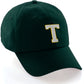 Custom Hat A to Z Initial Letters Classic Baseball Cap, Dk Green Hat Gold White