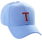Classic Baseball Hat Custom A to Z Initial Team Letter, Sky Cap White Red