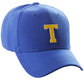Classic Baseball Hat Custom A to Z Initial Team Letter, Blue Cap White Gold