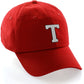 Customized letter Initial Baseball Hat A to Z Team Colors, Red Cap White Black