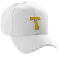 Classic Baseball Hat Custom A to Z Initial Team Letter, White Cap Black Gold