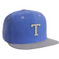 Classic Snapback hat Custom A to Z Initial Letters, Blue Gray Cap Black White