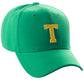 Classic Baseball Hat Custom A to Z Initial Team Letter, Green Cap White Gold