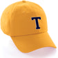 I&W Hatgear Customized Letter Initial Baseball Hat A to Z Team Colors, Gold Cap White Navy