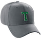 Classic Baseball Hat Custom A to Z Initial Team Letter, Charcoal Cap White Green