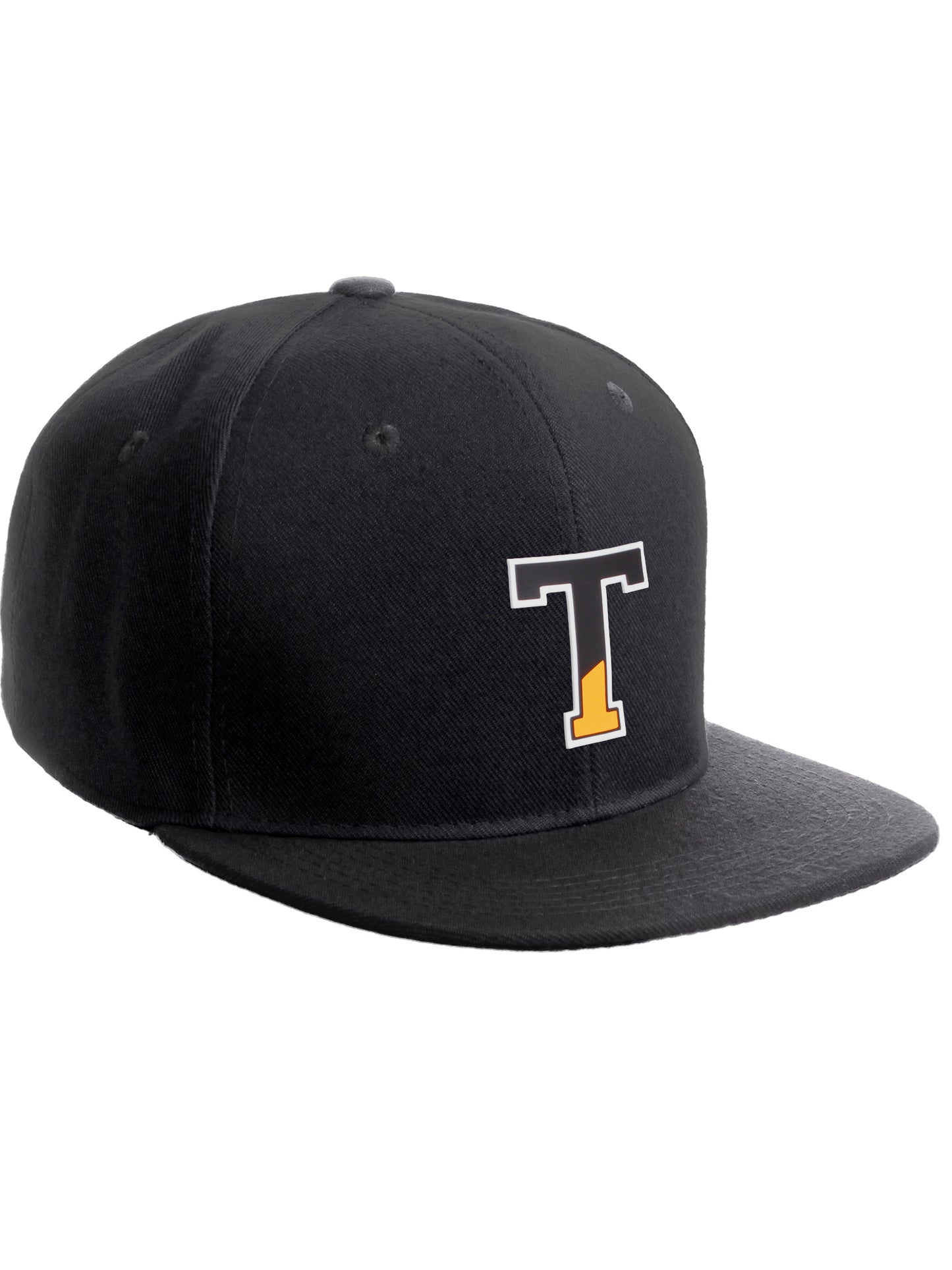 Daxton Classic Snapback Initial Numbers Letters Flat Bill Visor Black Cap