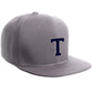 Classic Snapback Hat Custom A to Z Initial Letters, Light Grey Cap White Navy
