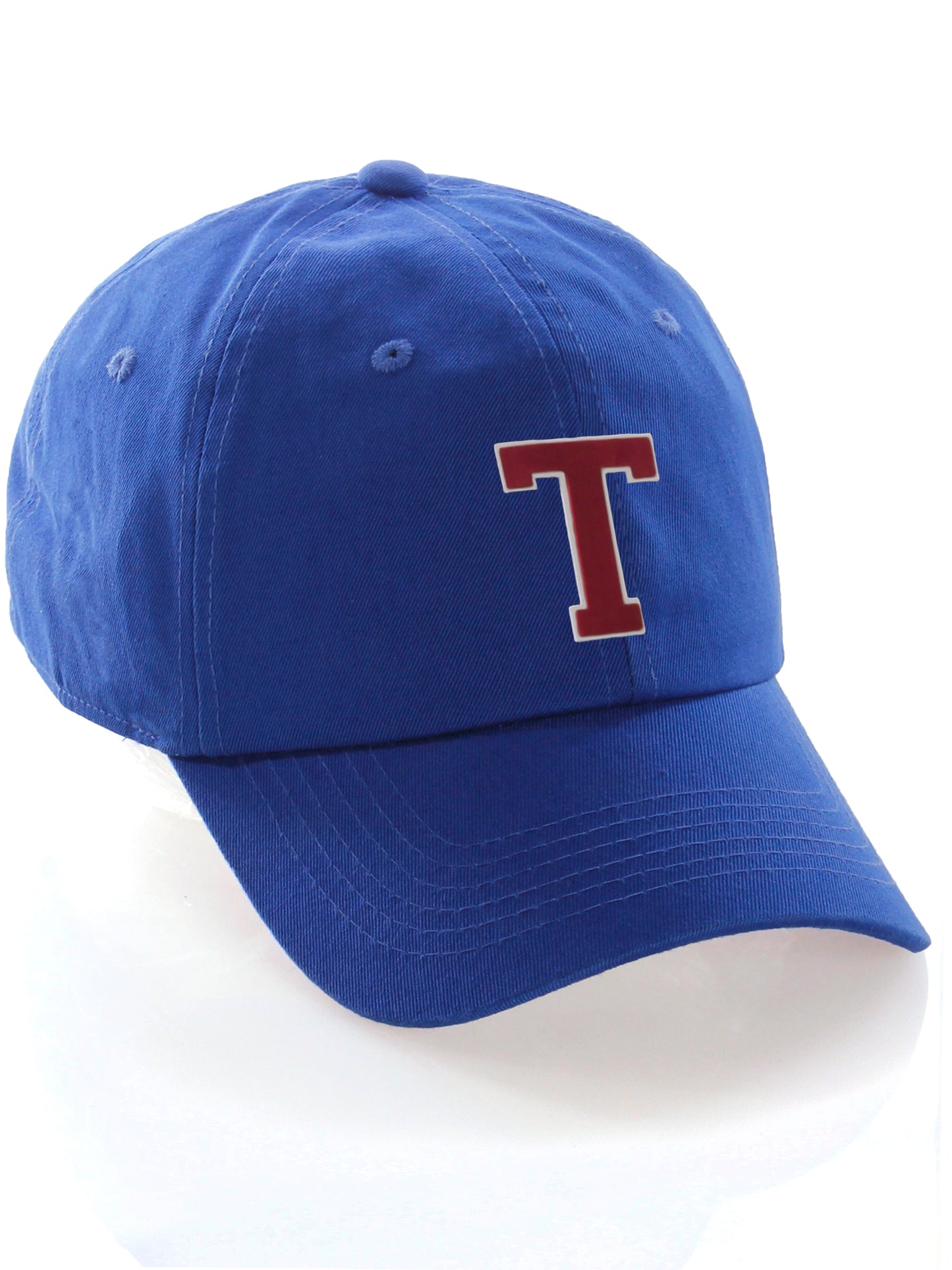 Custom Hat A to Z Initial Letters Classic Baseball Cap, Blue Hat White Red