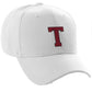 Classic Baseball Hat Custom A to Z Initial Team Letter, White Cap Black Red