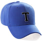Classic Baseball Hat Custom A to Z Initial Team Letter, Blue Cap White Black