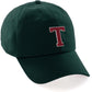 Custom Hat A to Z Initial Letters Classic Baseball Cap, Dk Green Hat White Red