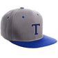 Classic Snapback Hat Custom A to Z Initial Letters, Lt Grey Royal Cap White Blue