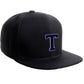 Classic Snapback Hat Custom A to Z Initial Raised Letter, Black Cap White Navy