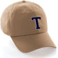 I&W Hatgear Customized Letter Initial Baseball Hat A to Z Team Colors, Khaki Cap White Navy