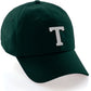 Custom Hat A to Z Initial Letters Classic Baseball Cap, Dk Green Hat Black White