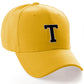 Classic Baseball Hat Custom A to Z Initial Team Letter, Yellow Cap White Black