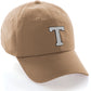 I&W Hatgear Customized Letter Initial Baseball Hat A to Z Team Colors, Khaki Cap Black White