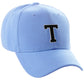 Classic Baseball Hat Custom A to Z Initial Team Letter, Sky Cap White Black