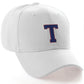 Classic Baseball Hat Custom A to Z Initial Team Letter, White Cap Red Blue