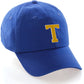 I&W Hatgear Customized Letter Initial Baseball Hat A to Z Team Colors, Blue Cap White Gold