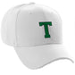 Classic Baseball Hat Custom A to Z Initial Team Letter, White Cap Black Green