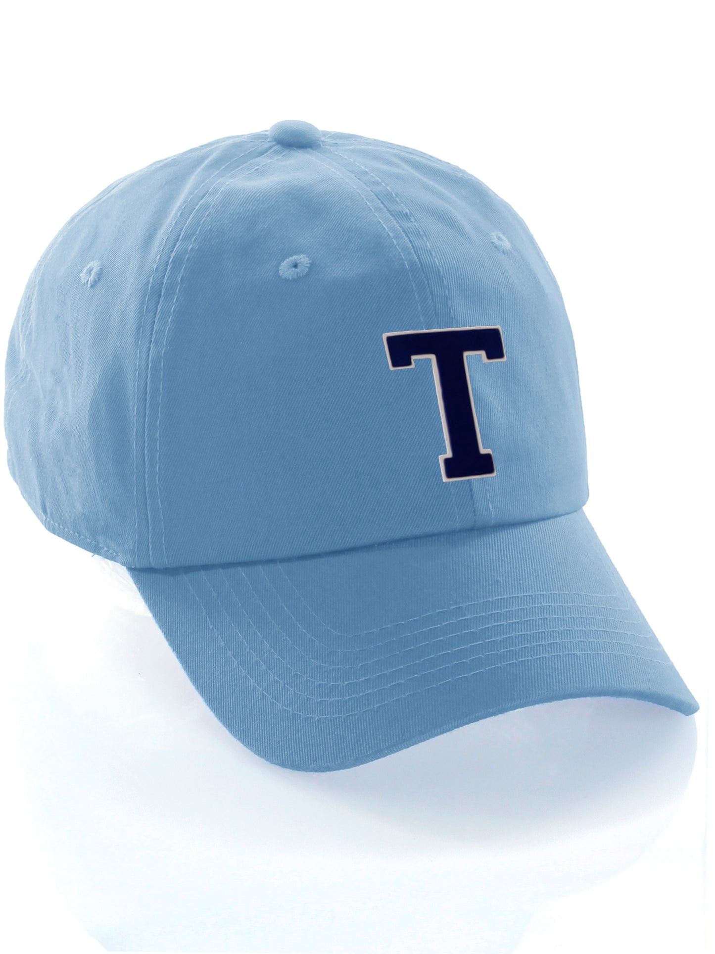 Customized Letter Initial Baseball Hat A to Z Team Colors, Sky Cap White Navy