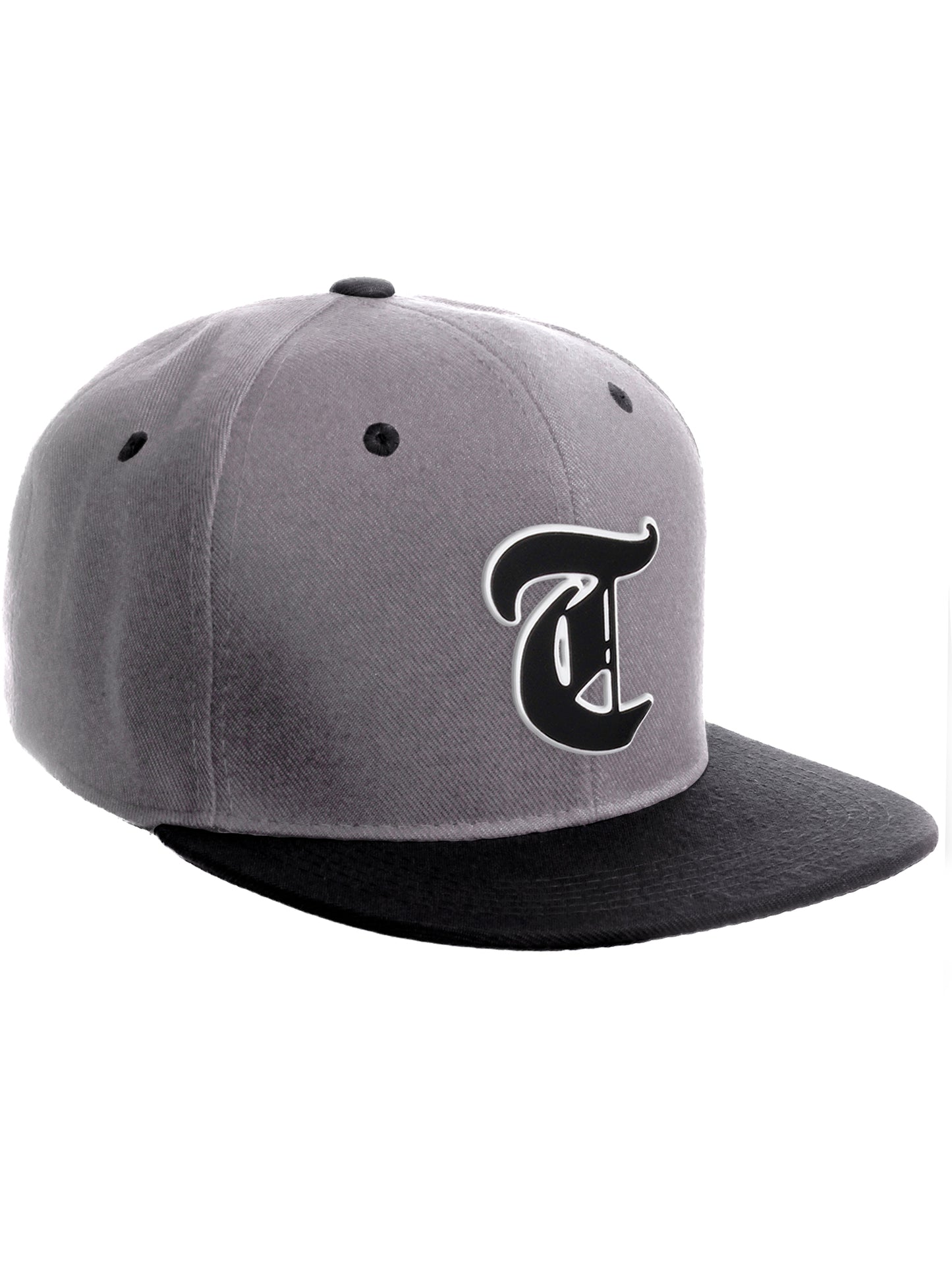 Daxton Classic Snapback Old English Alphabet A to Z Numbers Initials Flat Bill Visor Cap