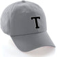 Custom Hat A to Z Initial Letters Classic Baseball Cap, Light Grey White Black