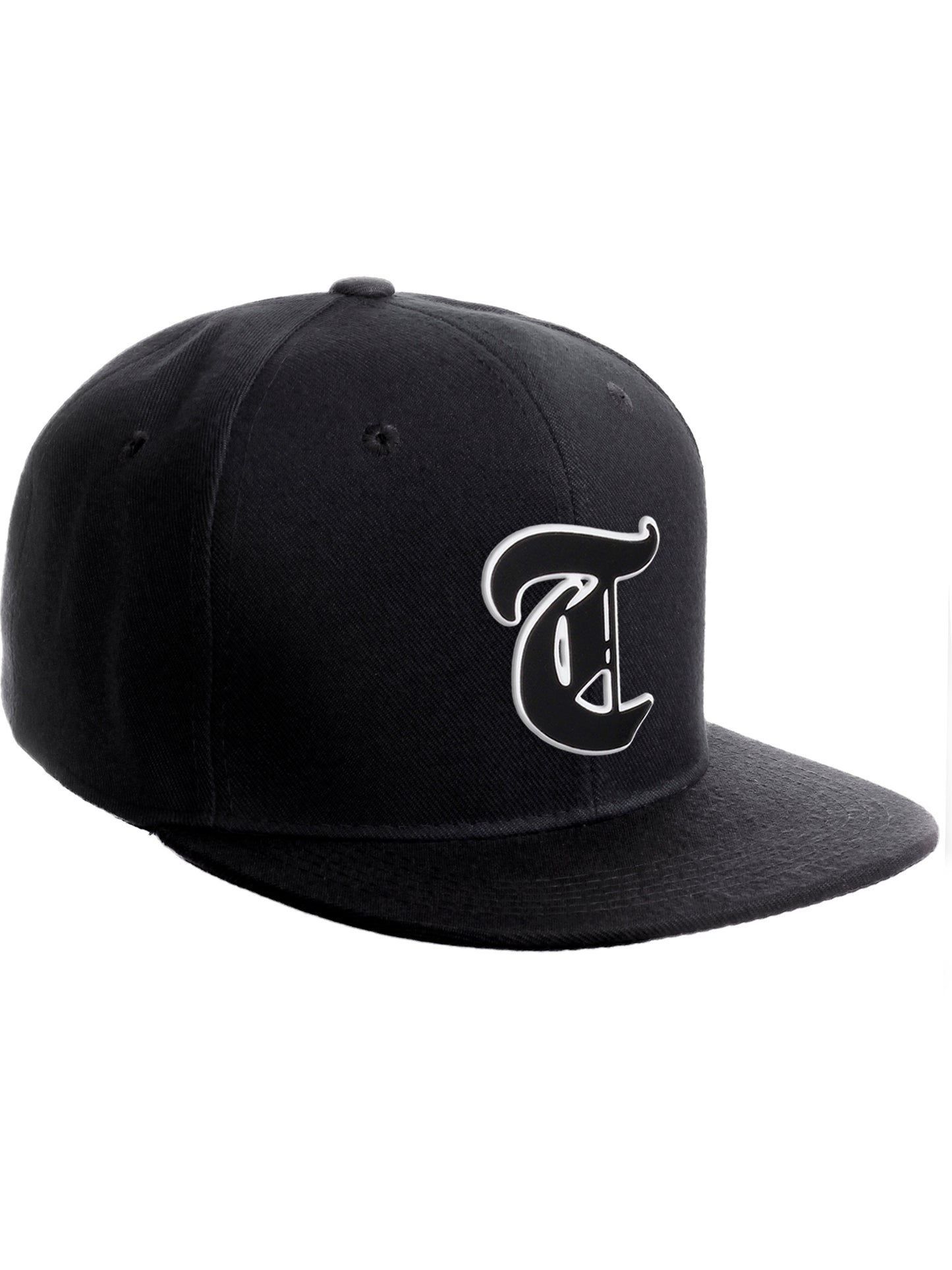 Daxton Classic Snapback Old English Alphabet A to Z Numbers Initials Flat Bill Visor Cap