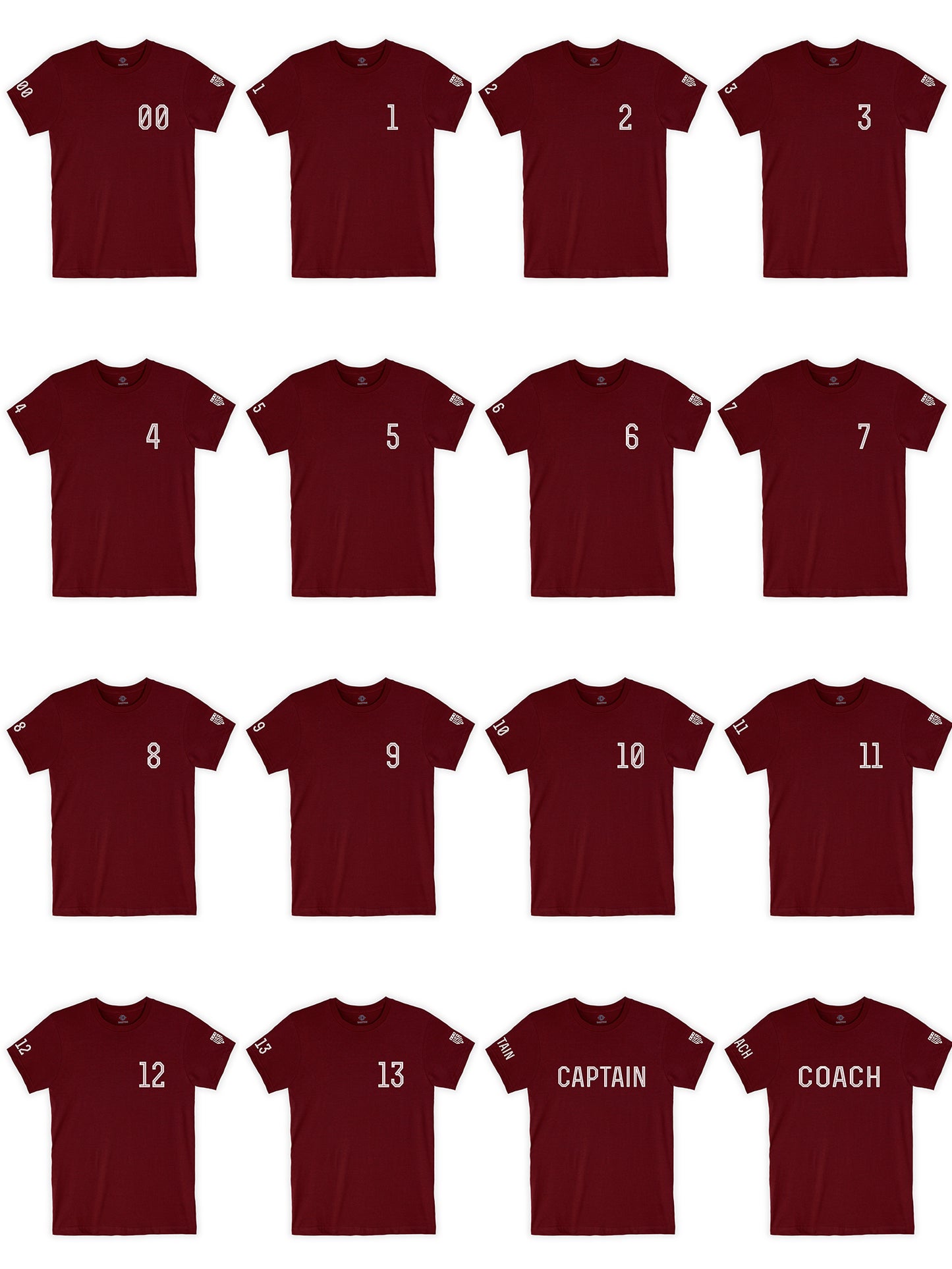 Daxton Adult Unisex Burgundy Tshirt Custom Sports Team Numbers
