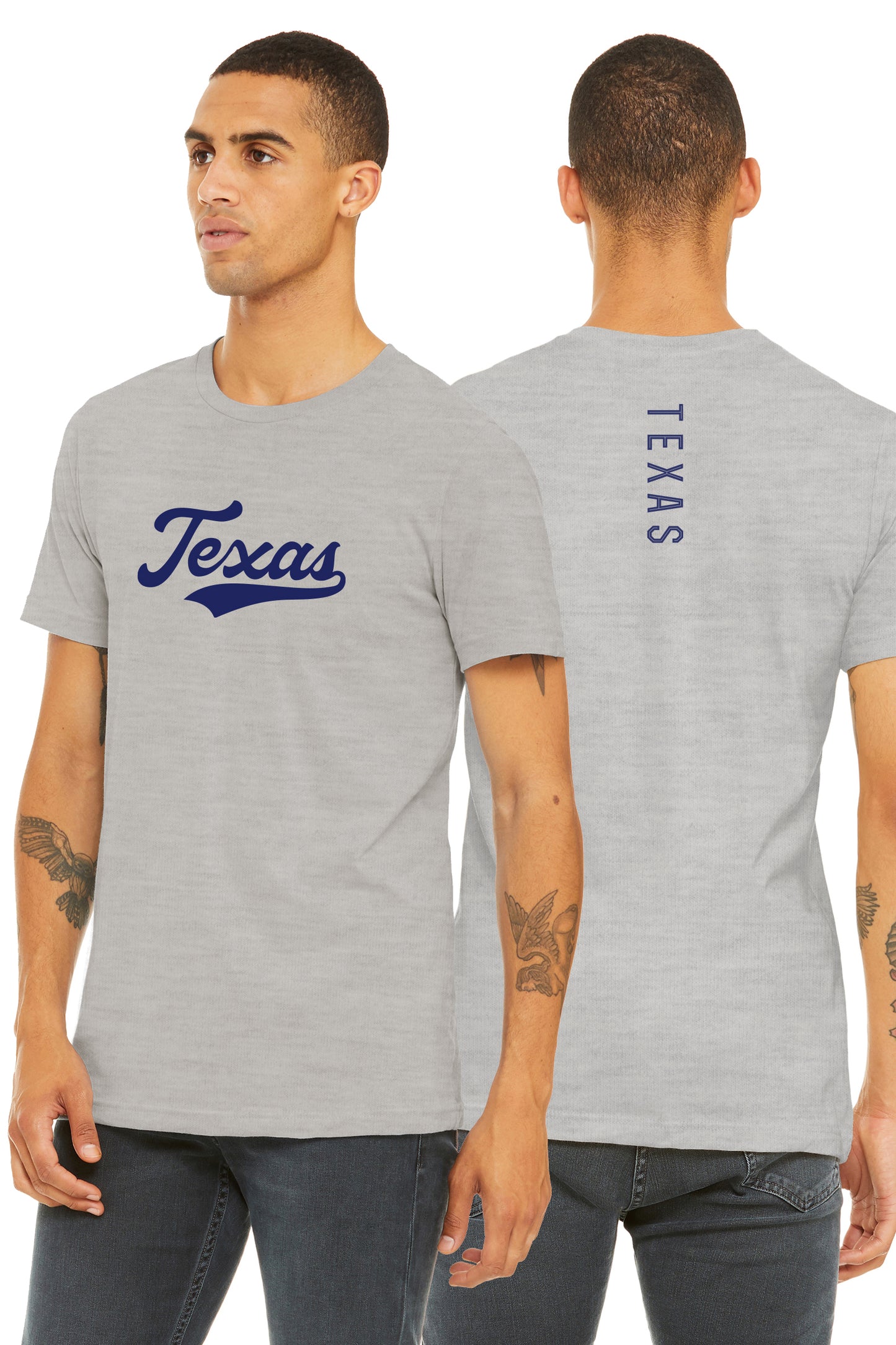 Daxton Adult Unisex Tshirt Texas Script with Vertical on the Back