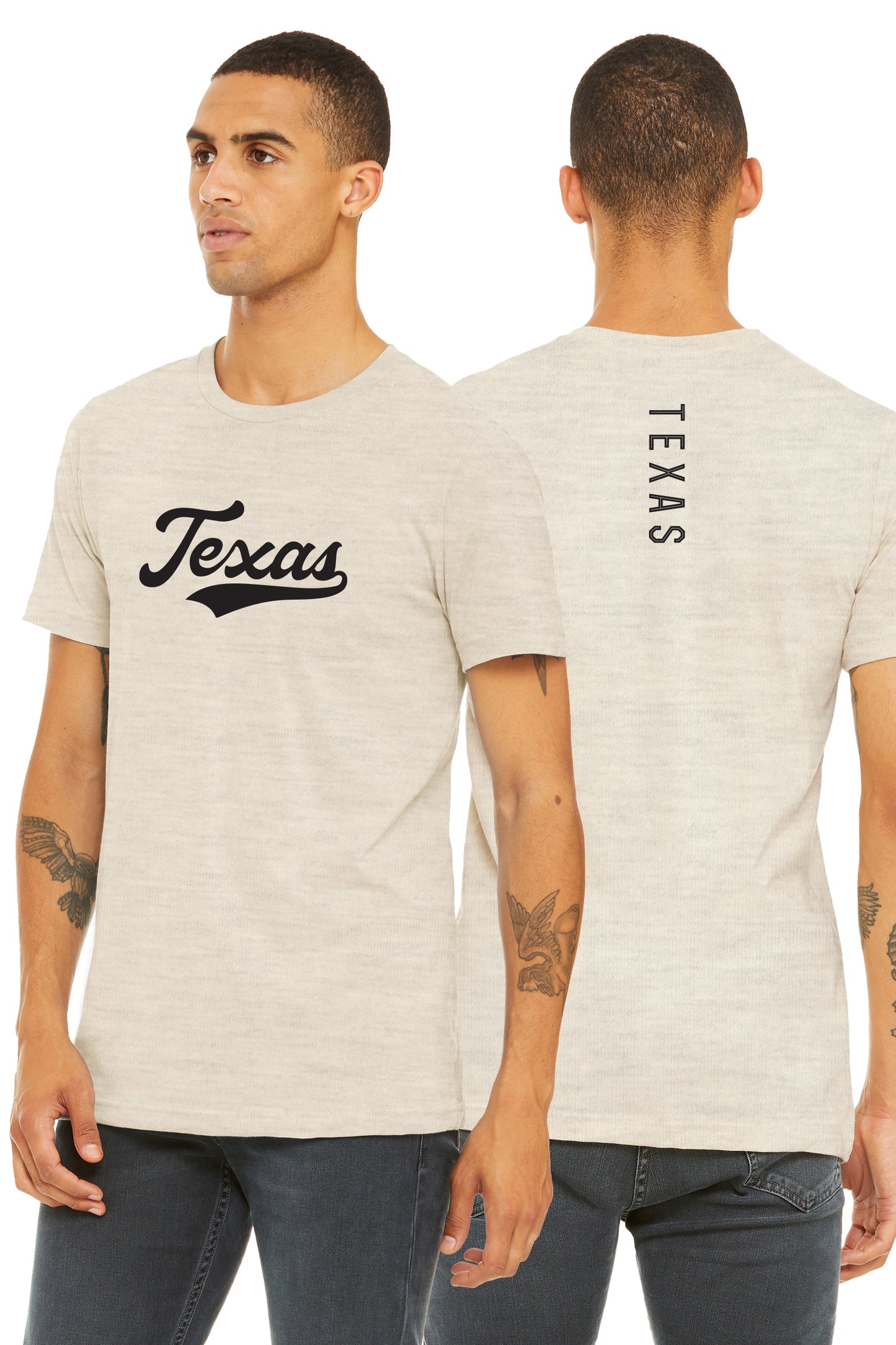 Daxton Adult Unisex Tshirt Texas Script with Vertical on the Back