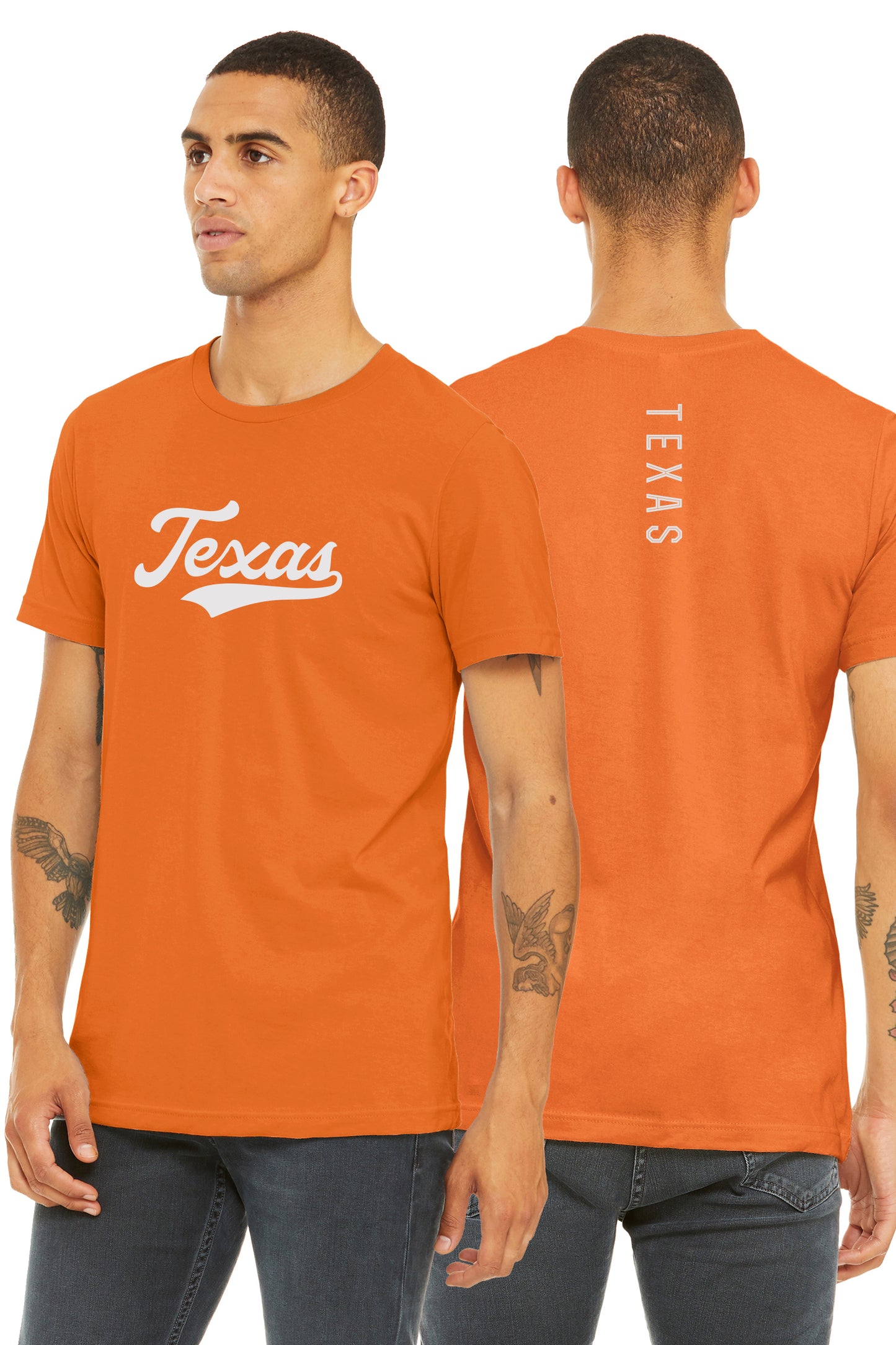 Daxton Adult Unisex Tshirt Texas Script with Vertical on the Back