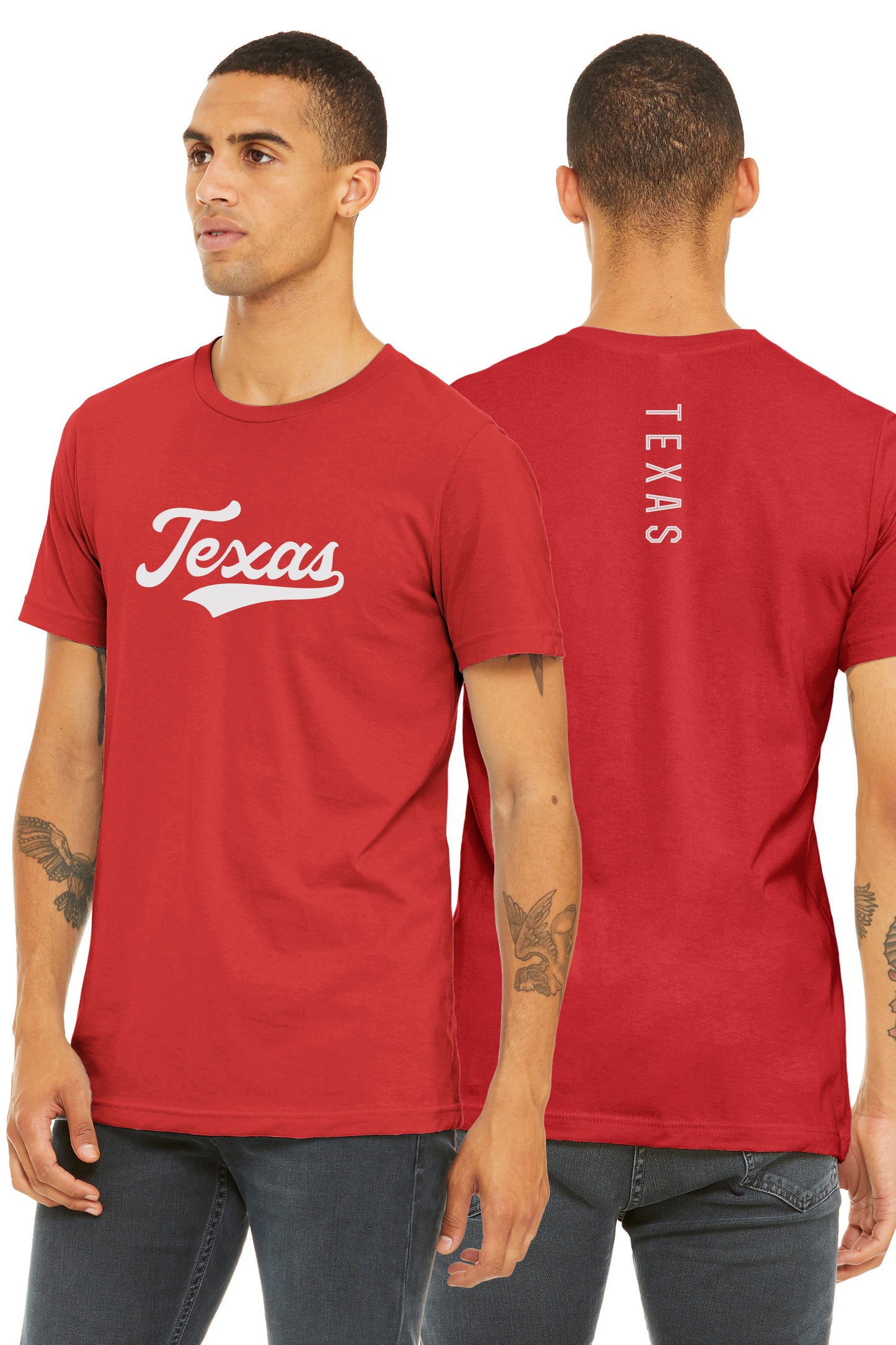 Daxton Adult Unisex Tshirt Texas Script with Vertical on the Back