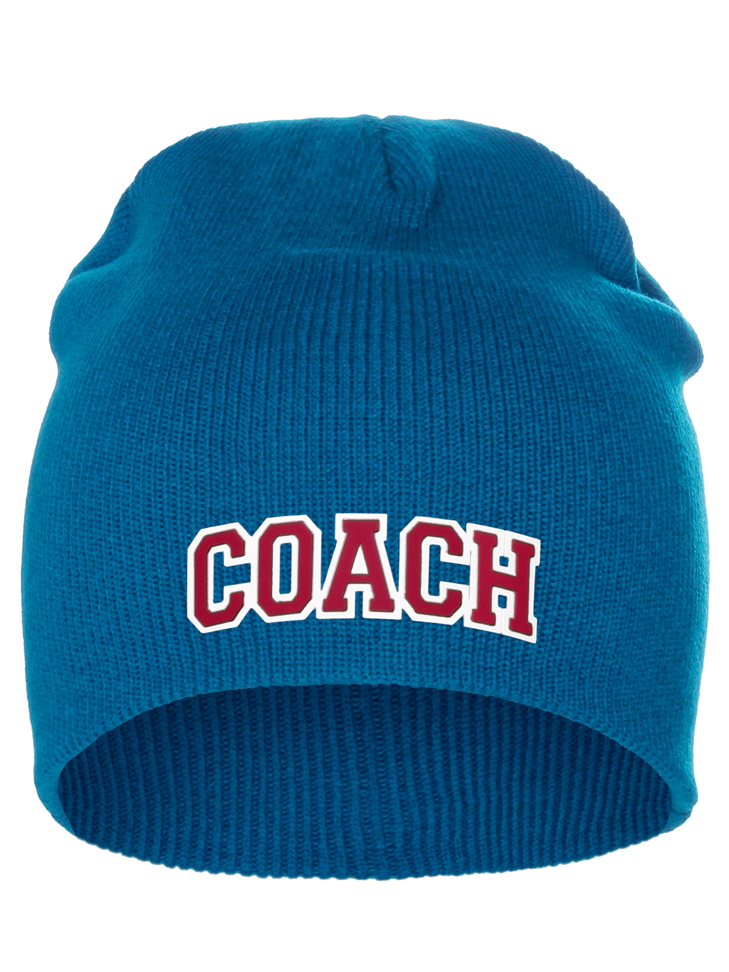 Coach Arch Letters Winter Knit Cuffless Beanie 3D Raised Layers