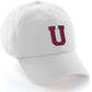 I&W Hatgear Customized Letter Initial Baseball Hat A to Z Team Colors, White Cap Blue Red