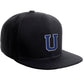 Classic Snapback Hat Custom A to Z Initial Raised Letters, Black Cap White Royal