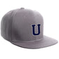 Classic Snapback Hat Custom A to Z Initial Letters, Light Grey Cap White Navy
