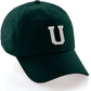 Custom Hat A to Z Initial Letters Classic Baseball Cap, Dk Green Hat Black White