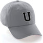 Custom Hat A to Z Initial Letters Classic Baseball Cap, Light Grey White Black