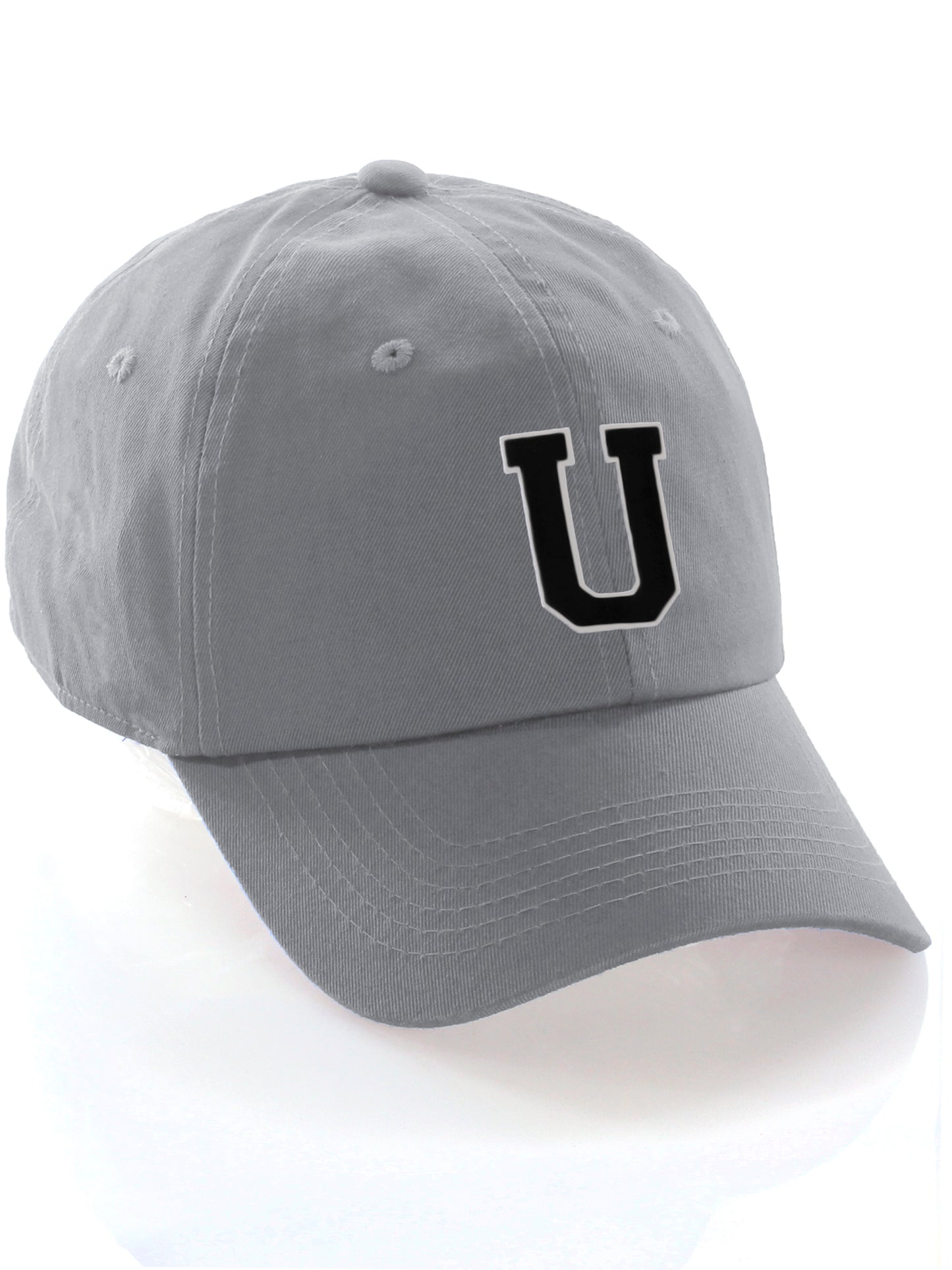 Custom Hat A to Z Initial Letters Classic Baseball Cap, Light Grey White Black